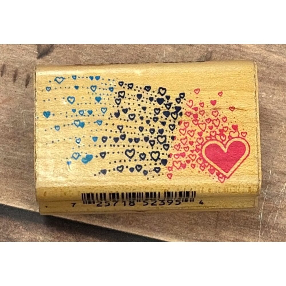 INKADINKADO 2395 SHOOTING HEART WOOD MOUNTED RUBBER STAMP VALENTINE